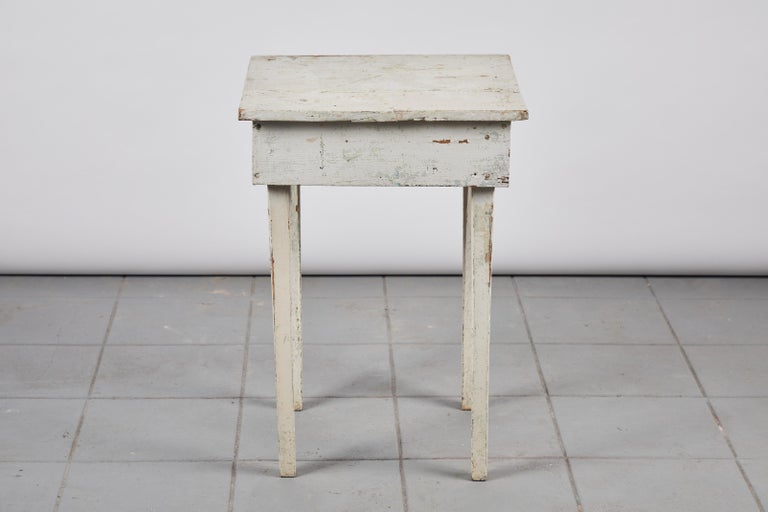 Early American Rustic White Painted Side Table at 1stDibs