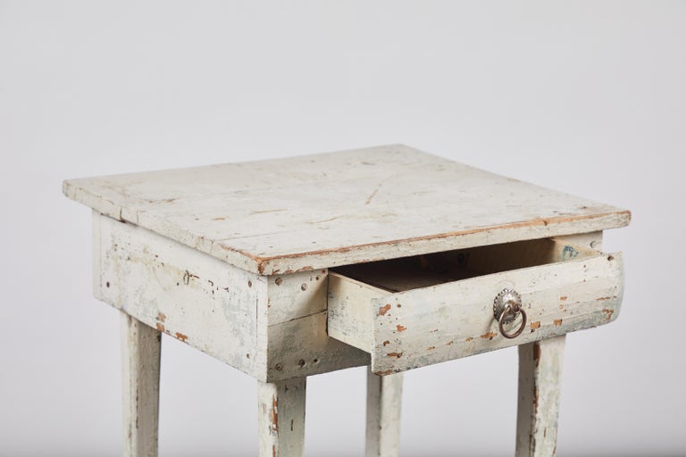 Early American Rustic White Painted Side Table at 1stDibs