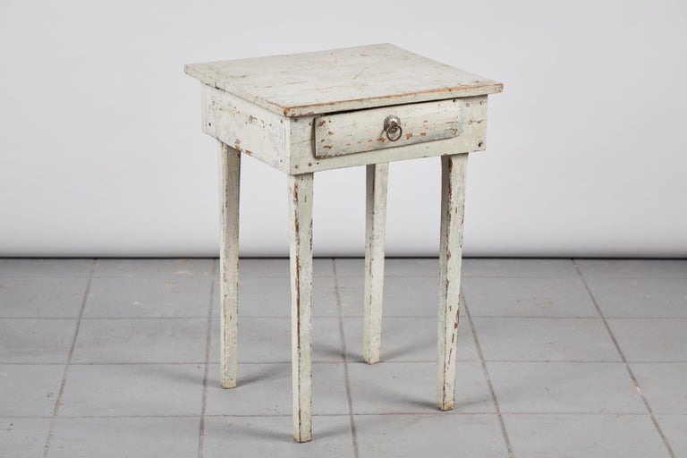 Early American Rustic White Painted Side Table at 1stDibs