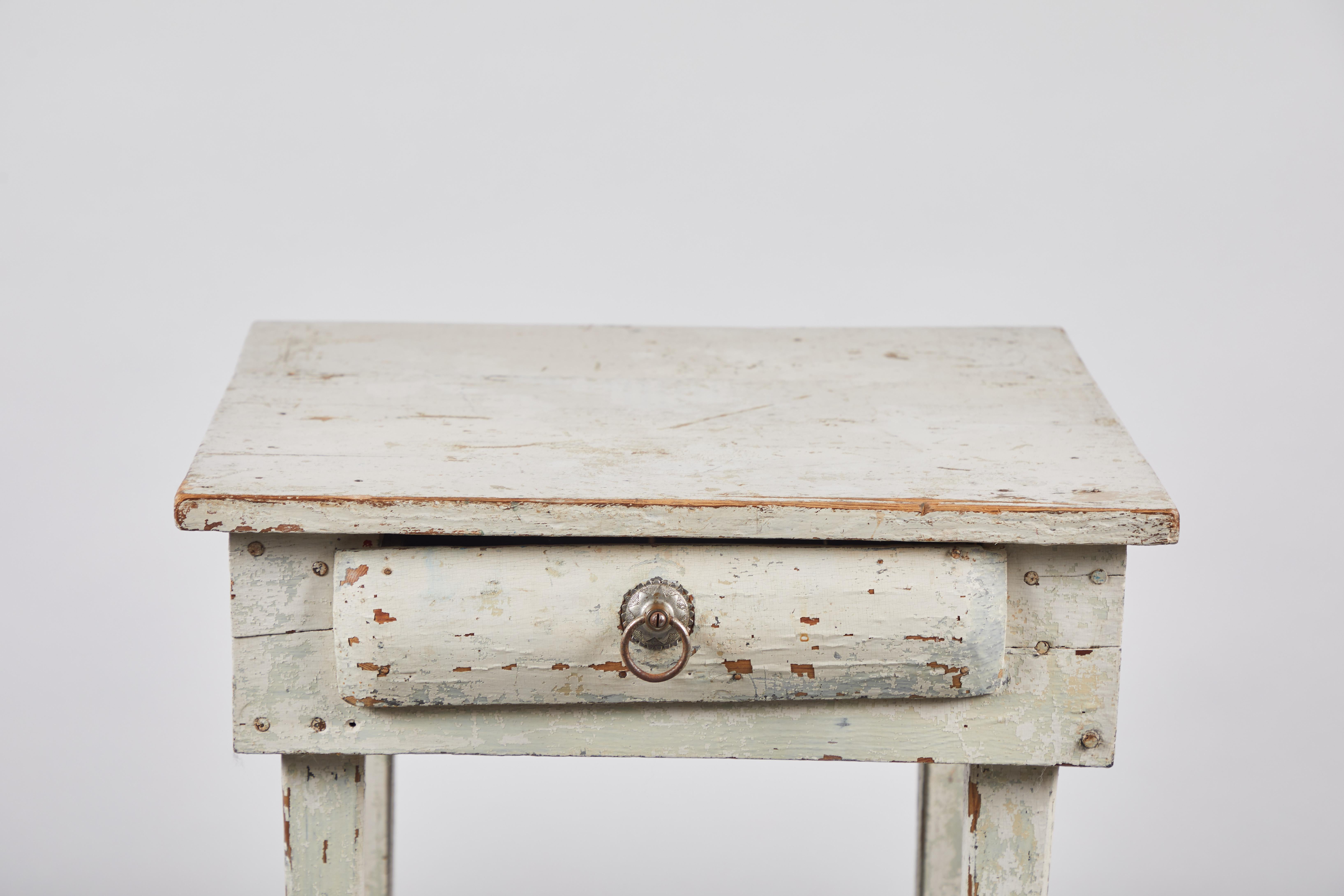 Early American Rustic White Painted Side Table 1