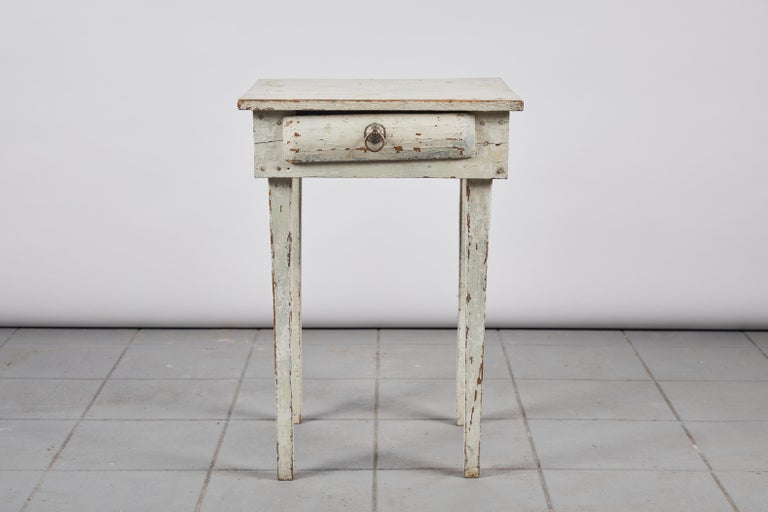Early American Rustic White Painted Side Table at 1stDibs