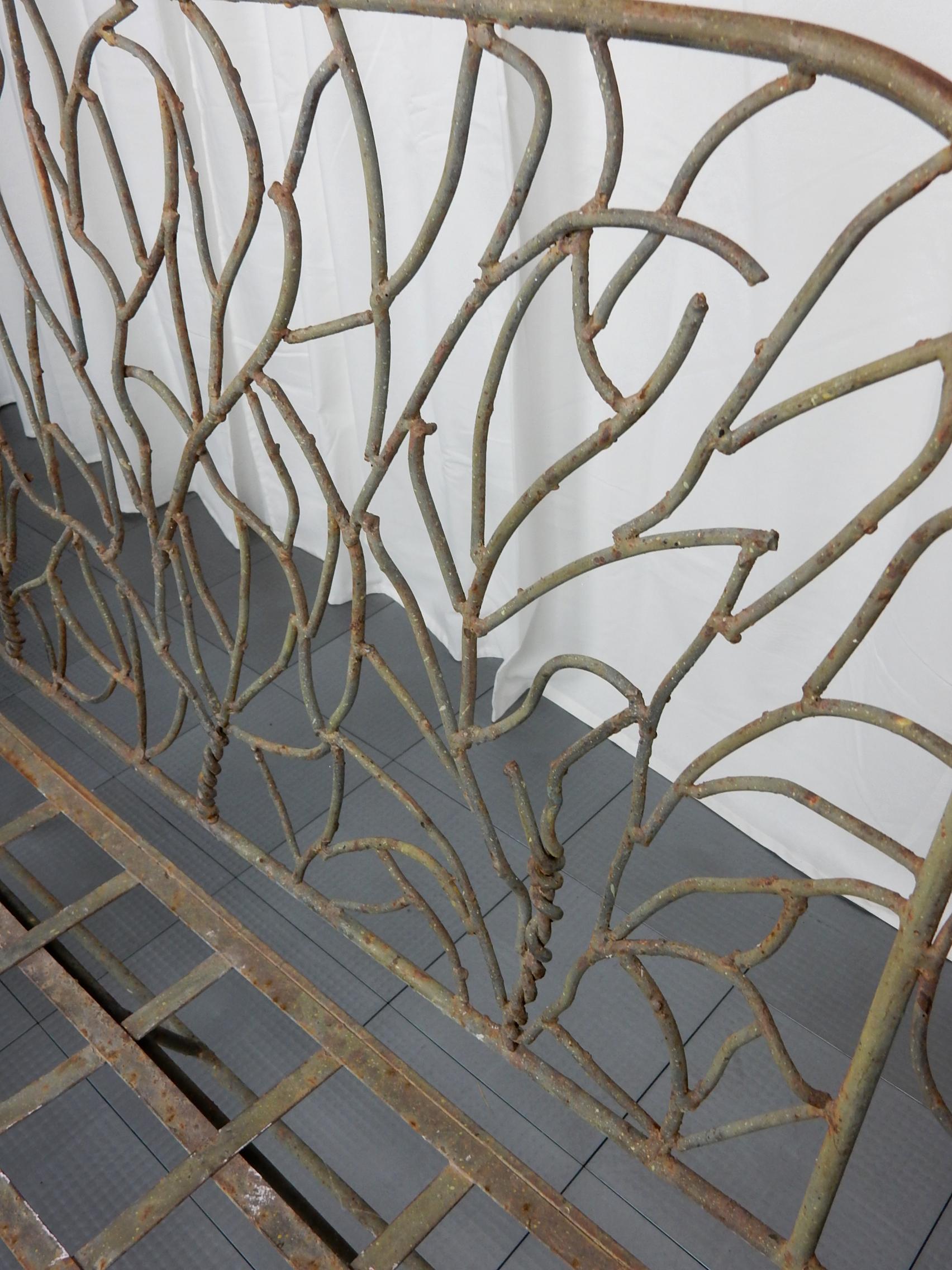Early American Sculptured Iron Twig Garden Bench 2