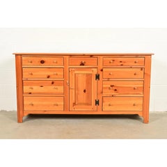 Early American Shaker Solid Pine Twelve-Drawer Dresser or Credenza