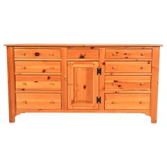Early American Shaker Solid Pine Twelve-Drawer Dresser or Credenza