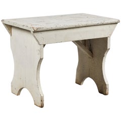 Early American Shaker Style White Painted Stool