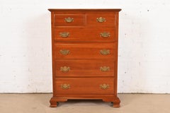 Early American Solid Cherry Wood Six-Drawer Highboy Dresser