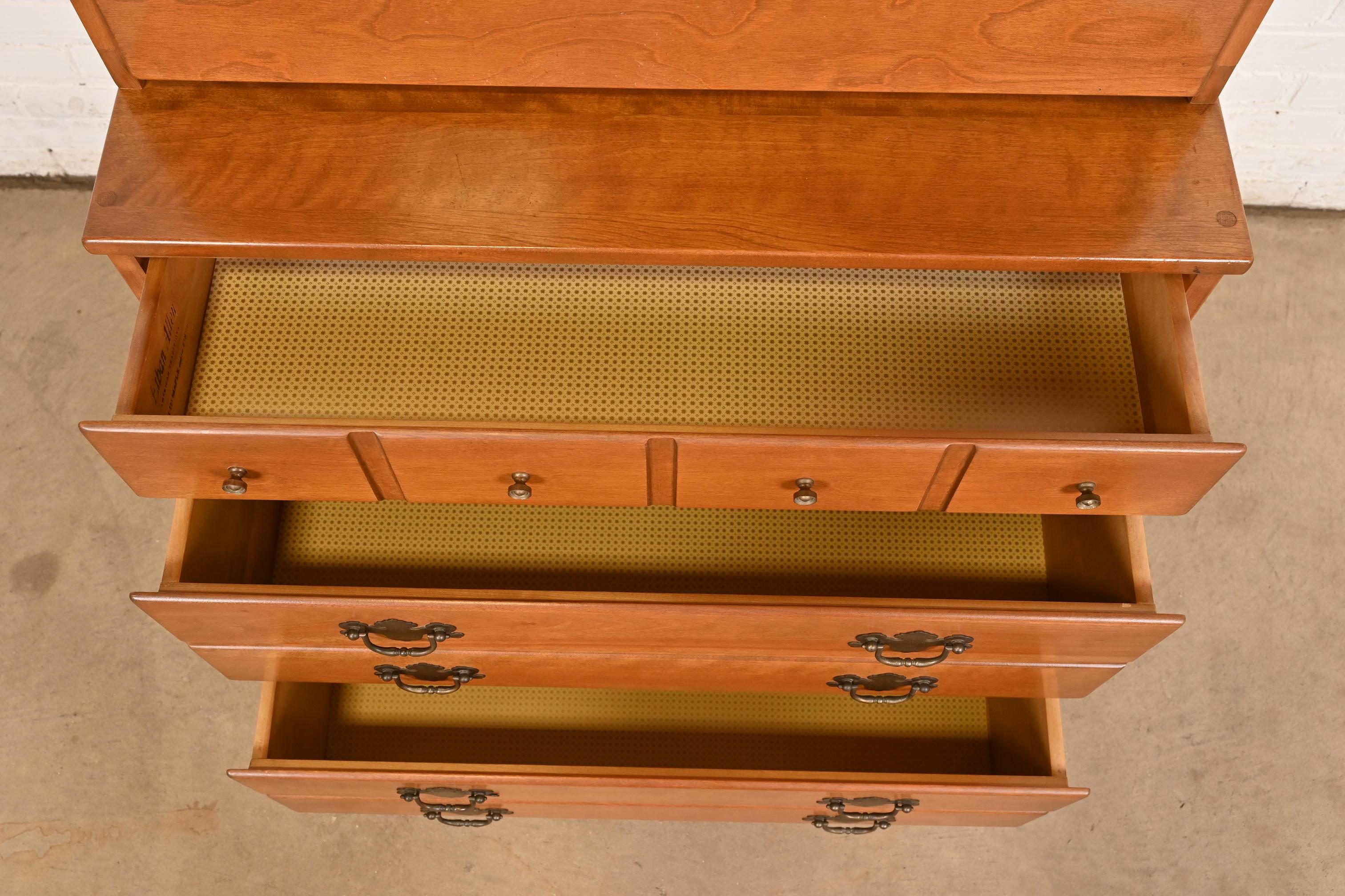 Early American Solid Maple and Birch Drop Front Secretary With Bookcase Hutch For Sale 2