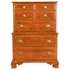Early American Solid Maple Chest-on-Chest Highboy Dresser