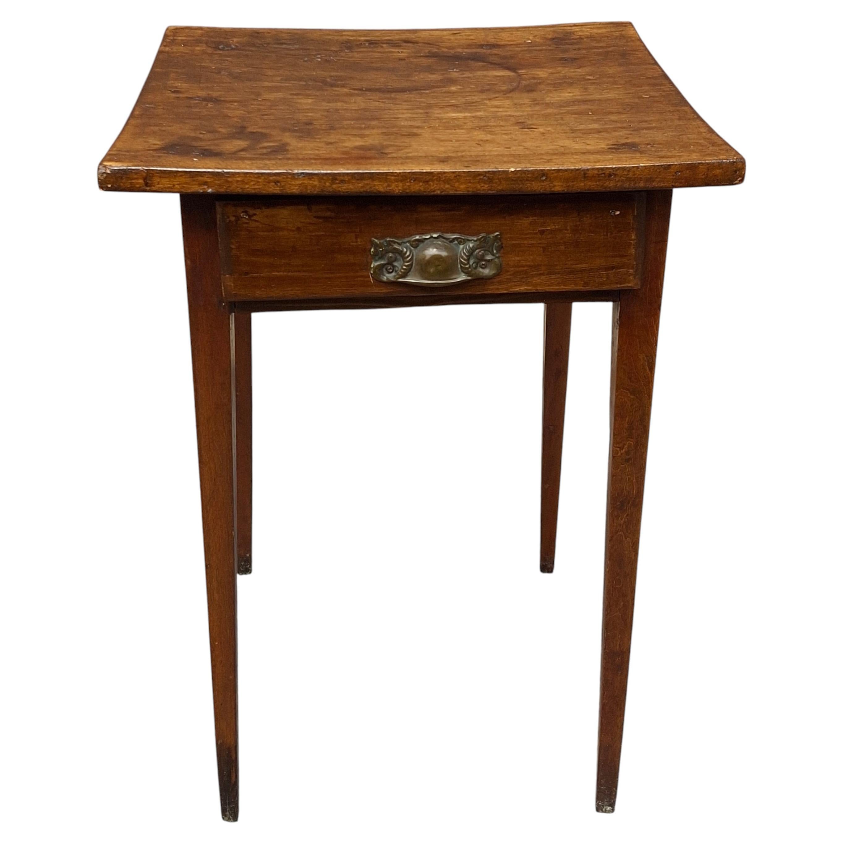 Early American Stained Pine Single Drawer Side Table, Circa 1800s For Sale