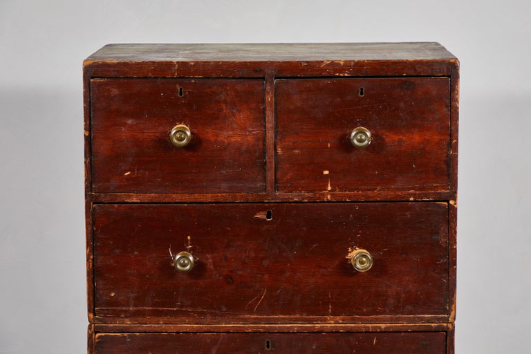 Early American Stained Tall Two Piece Campaign Dresser at 1stDibs
