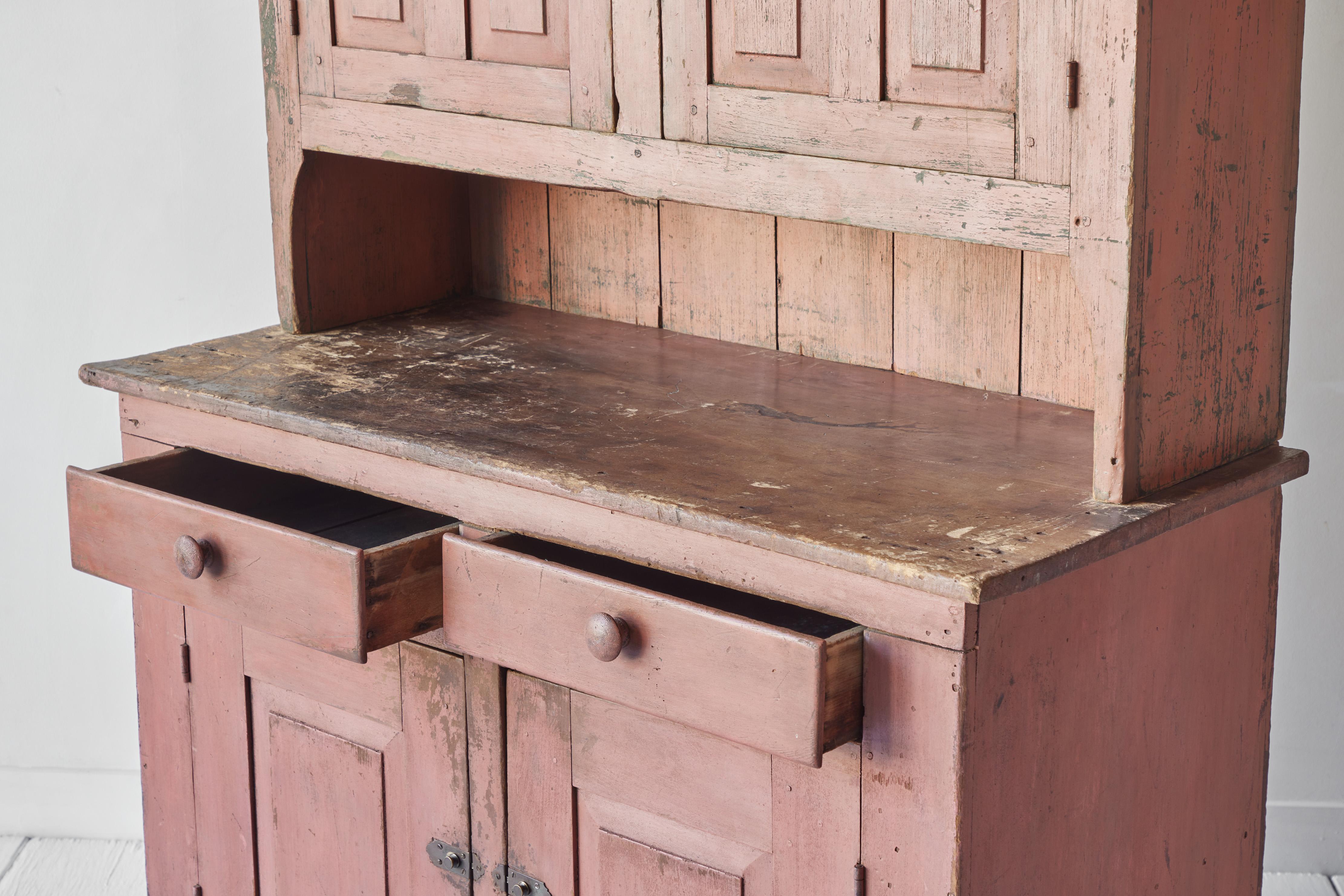 19th Century Early American Step-Back Cupboard