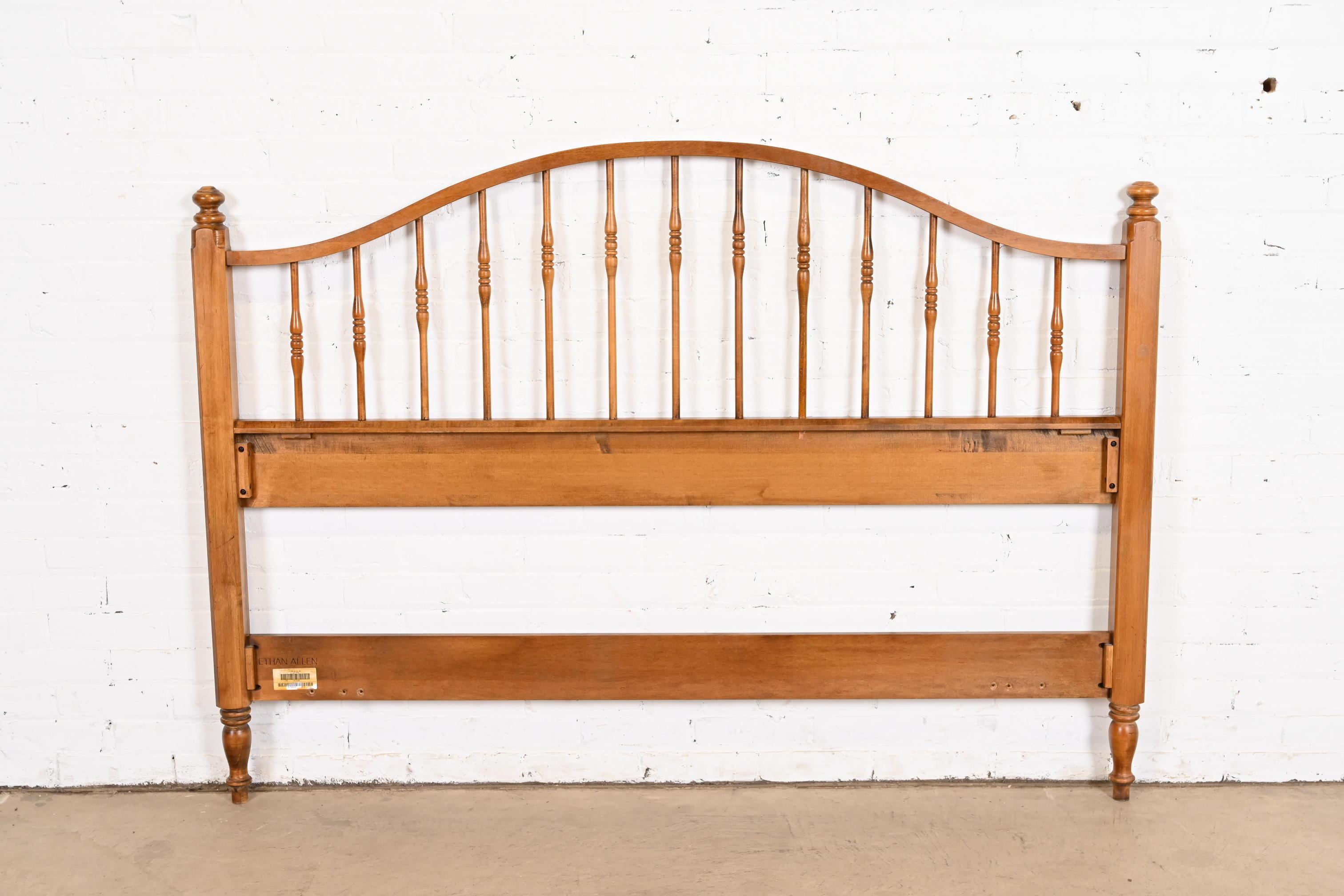 Early American Style Carved Maple Queen Size Spindle Headboard 2