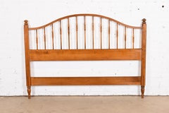 Early American Style Carved Maple Queen Size Spindle Headboard