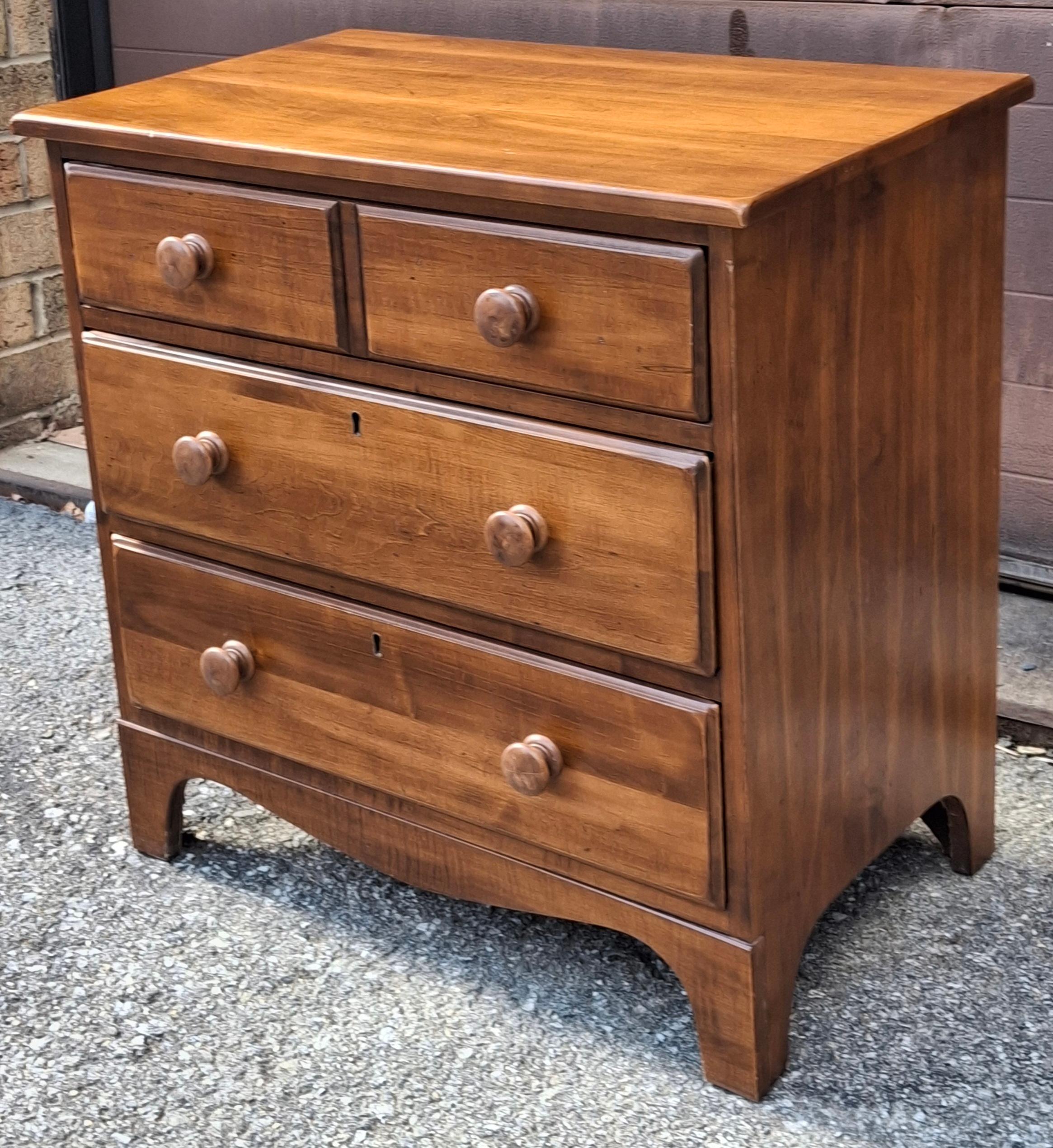 Canadian Early American Style Cherry Commode Bedside Chest of Drawers For Sale