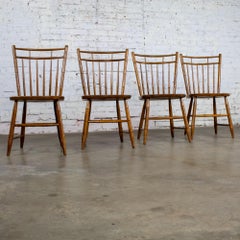 Early American Style Dining or Side Chairs Maple Windsor Hitchcock Stamped Set 4