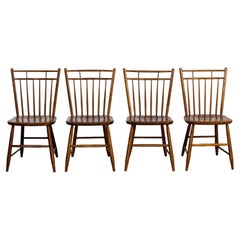 Early American Style Dining or Side Chairs Maple Windsor Hitchcock Stamped Set 4