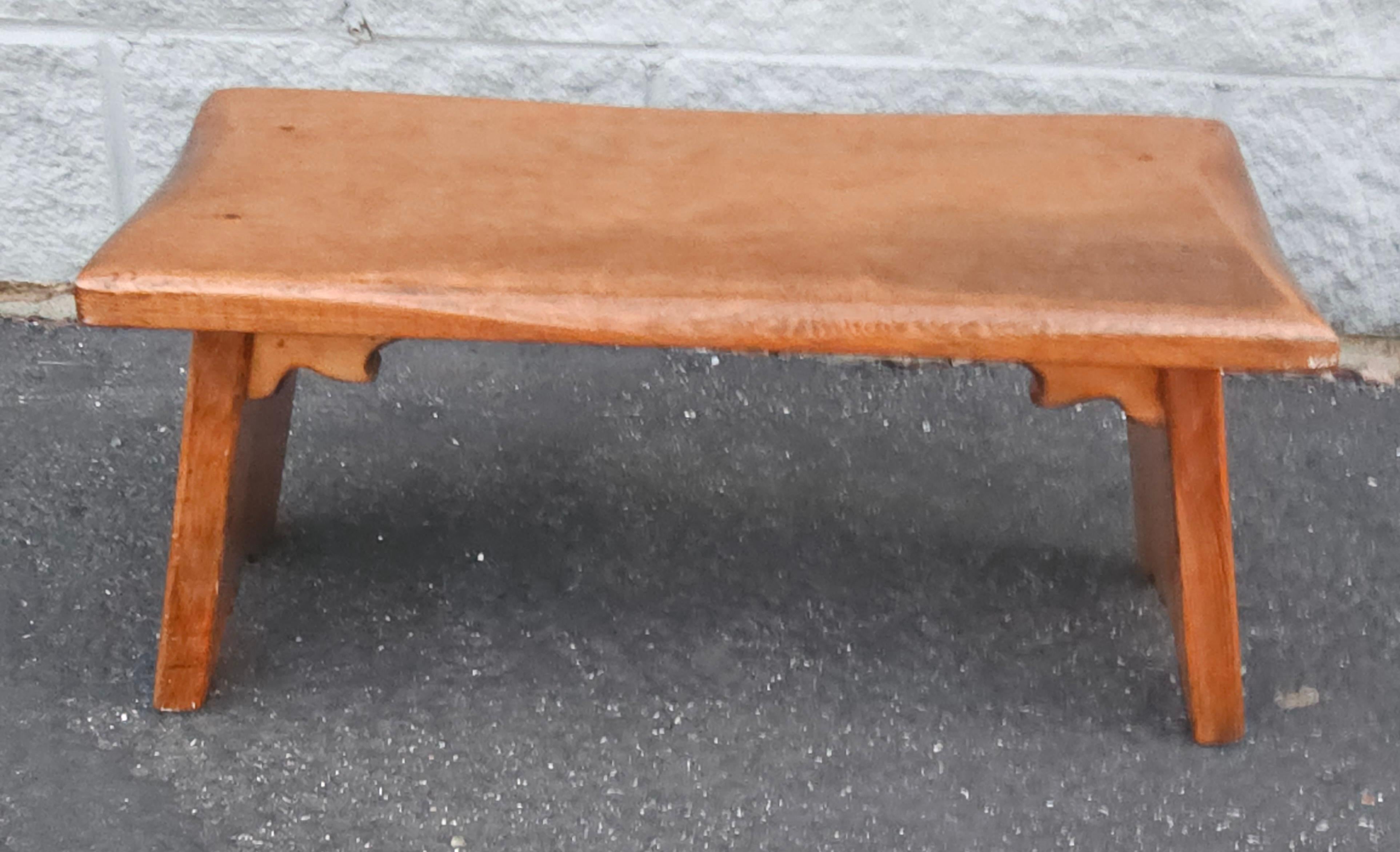An Early American Style Low Bench or Footstool. Finished Throughout. Measures 24