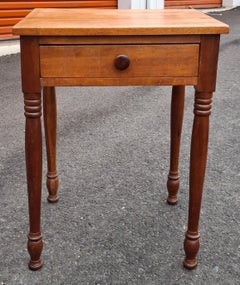 Early American Style Mixed Fruitwood Single Drawer Work Table
