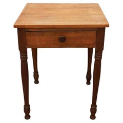 Antique Early American Style Mixed Fruitwood Single Drawer Work Table