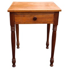 Early American Style Mixed Fruitwood Single Drawer Work Table