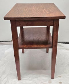 Early American Style Oak Tiered Side Table Candle Stand