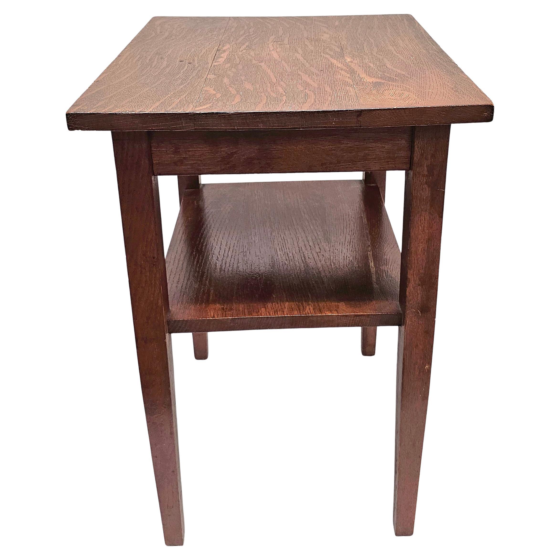 Early American Style Oak Tiered Side Table Candle Stand For Sale