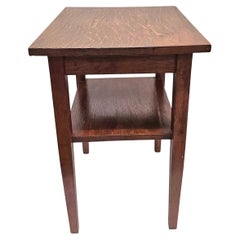 Early American Style Oak Tiered Side Table Candle Stand