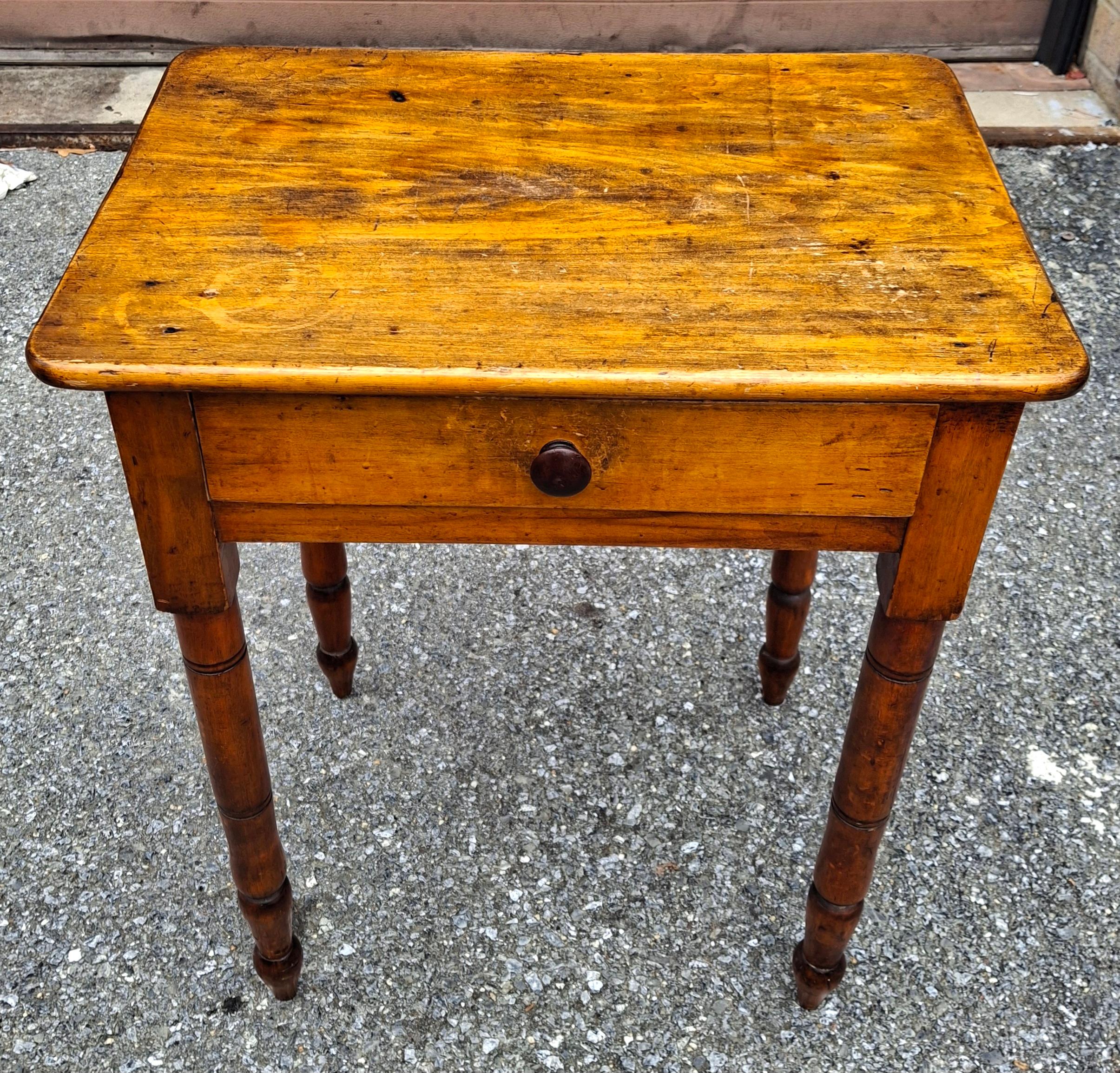 Mesa auxiliar de un cajón de pino de estilo americano temprano, circa 1880s en Bueno estado para la venta en Germantown, MD