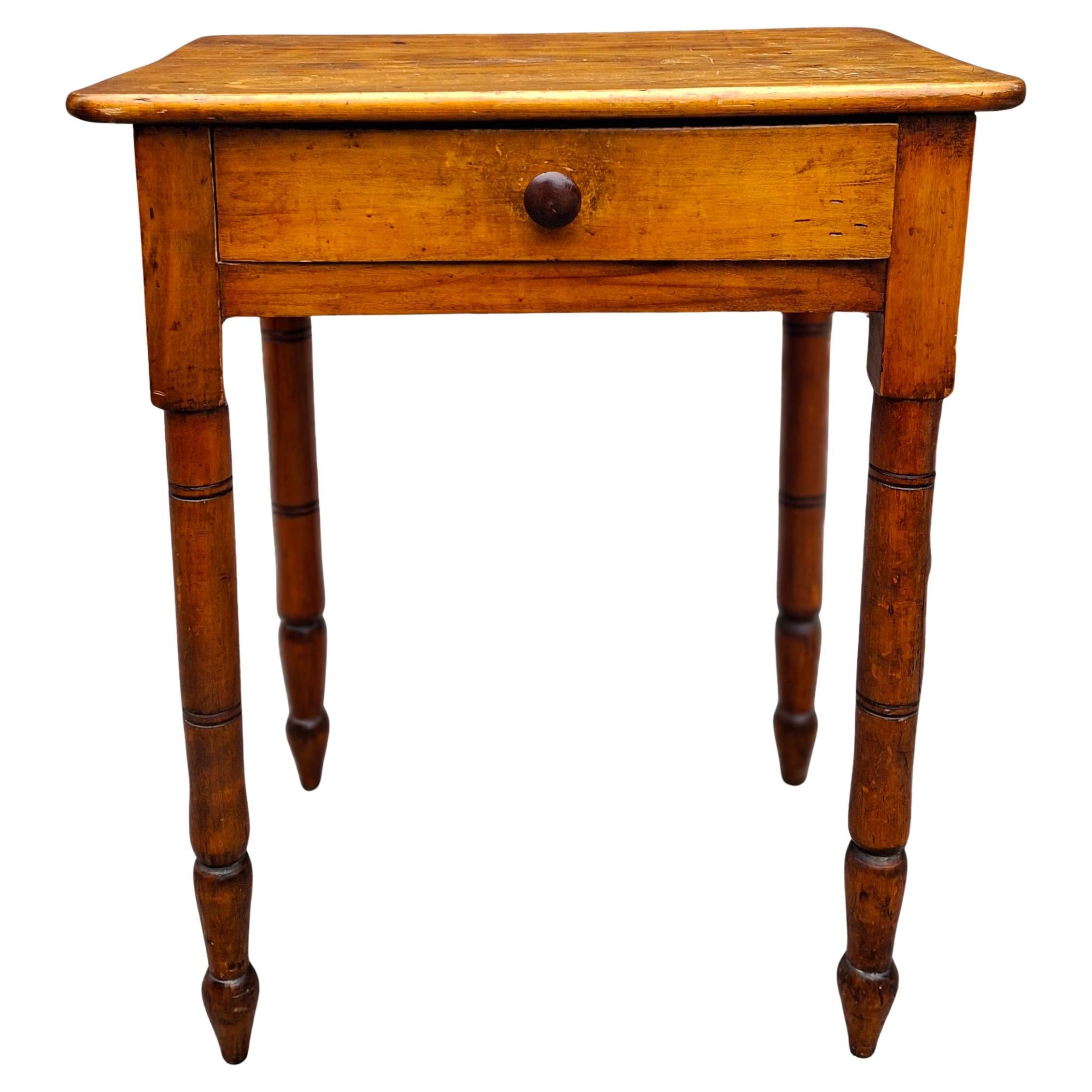 Early American Style Pine Single Drawer Side Table, Circa 1880s