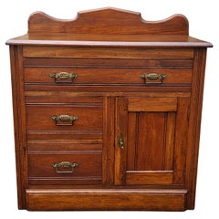 Early American Style Side Chest of Drawer  / Washstand on Wheels, Circa 1910s