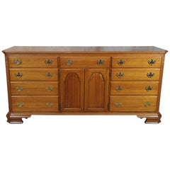 Vintage Early American Style Solid Mahogany 11-Drawer Triple Dresser Colonial