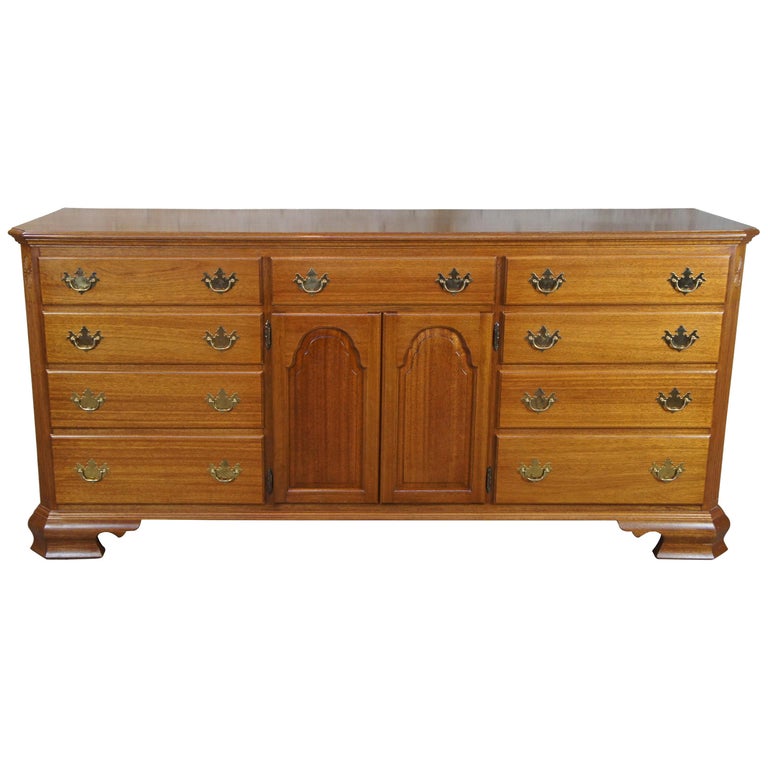 Early American Style Solid Mahogany 11Drawer Triple Dresser Colonial