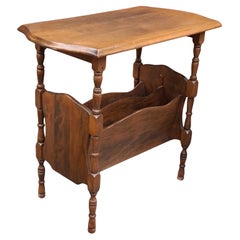 Early American Style Walnut Magazine Rack Side Table