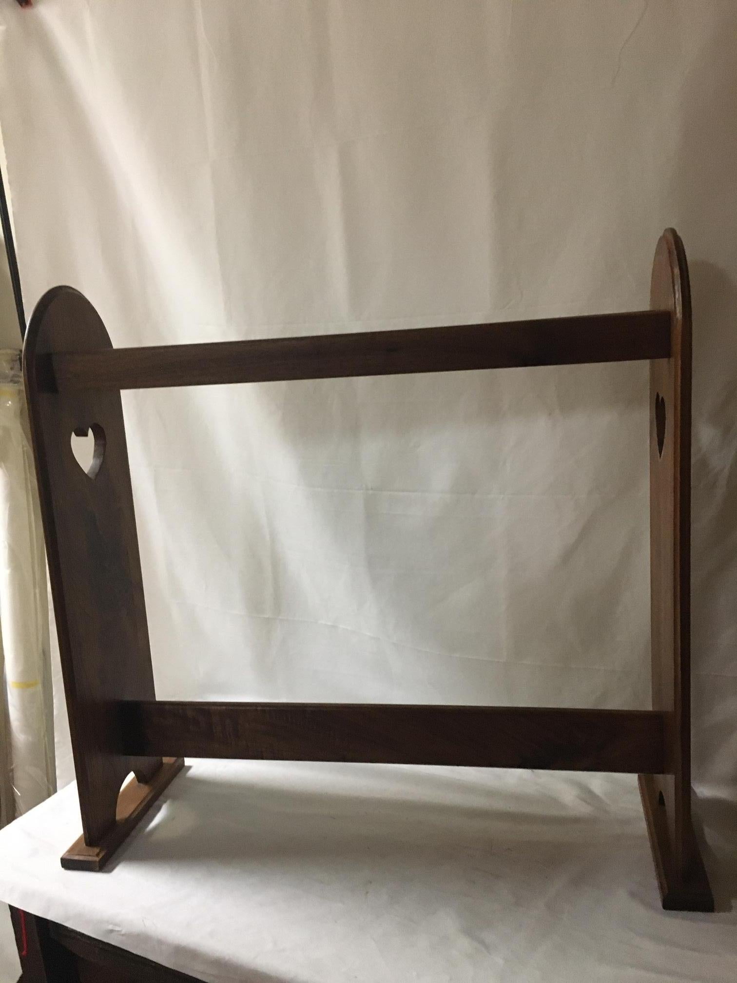 Early American Style Walnut Quilt Rack with Heart Motif For Sale 2