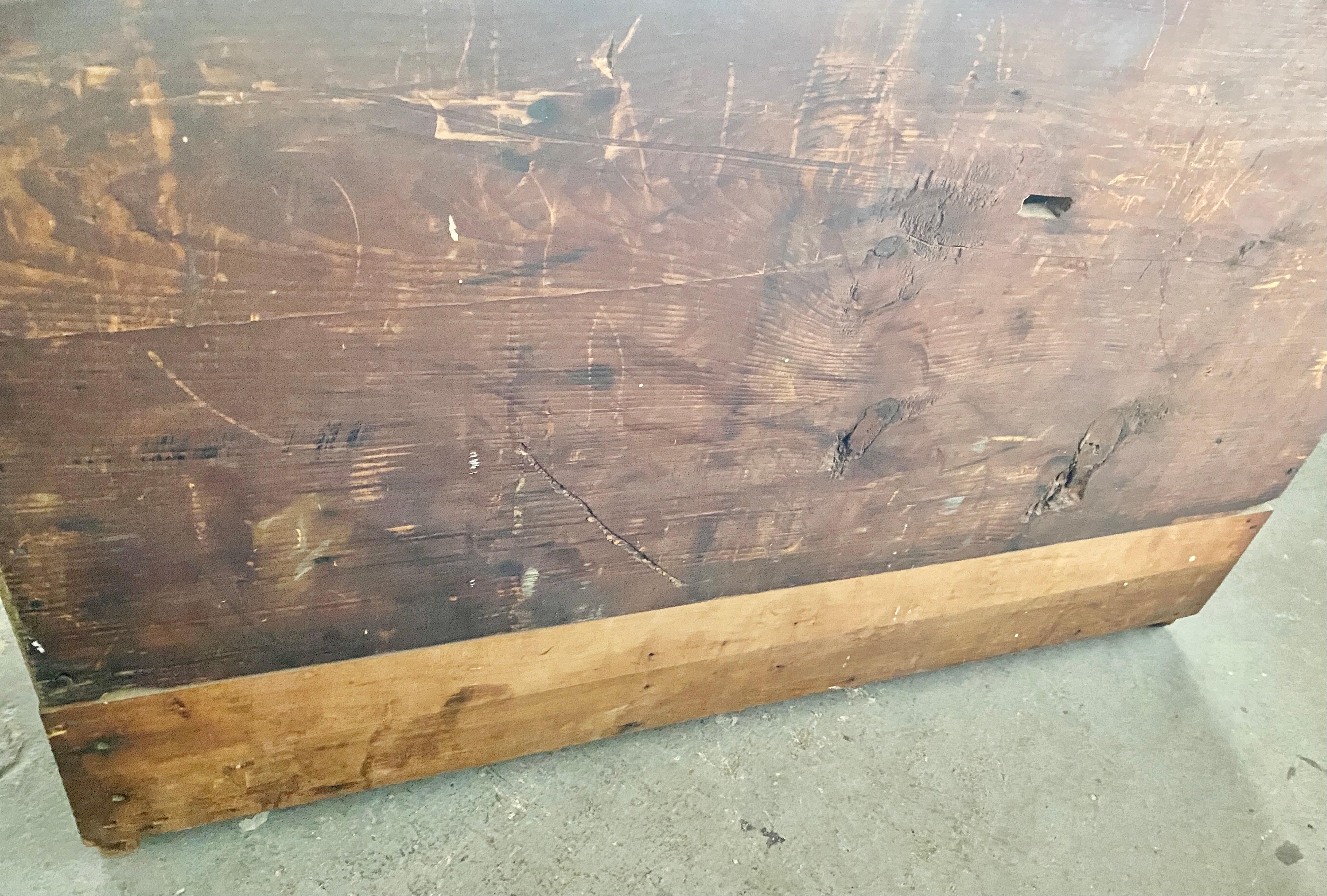 Pine Early American Tall Blanket Chest with One Drawer For Sale