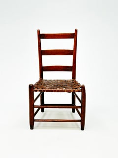 Early American Three-slat Ladder-back Chair with Splint Weave Seat