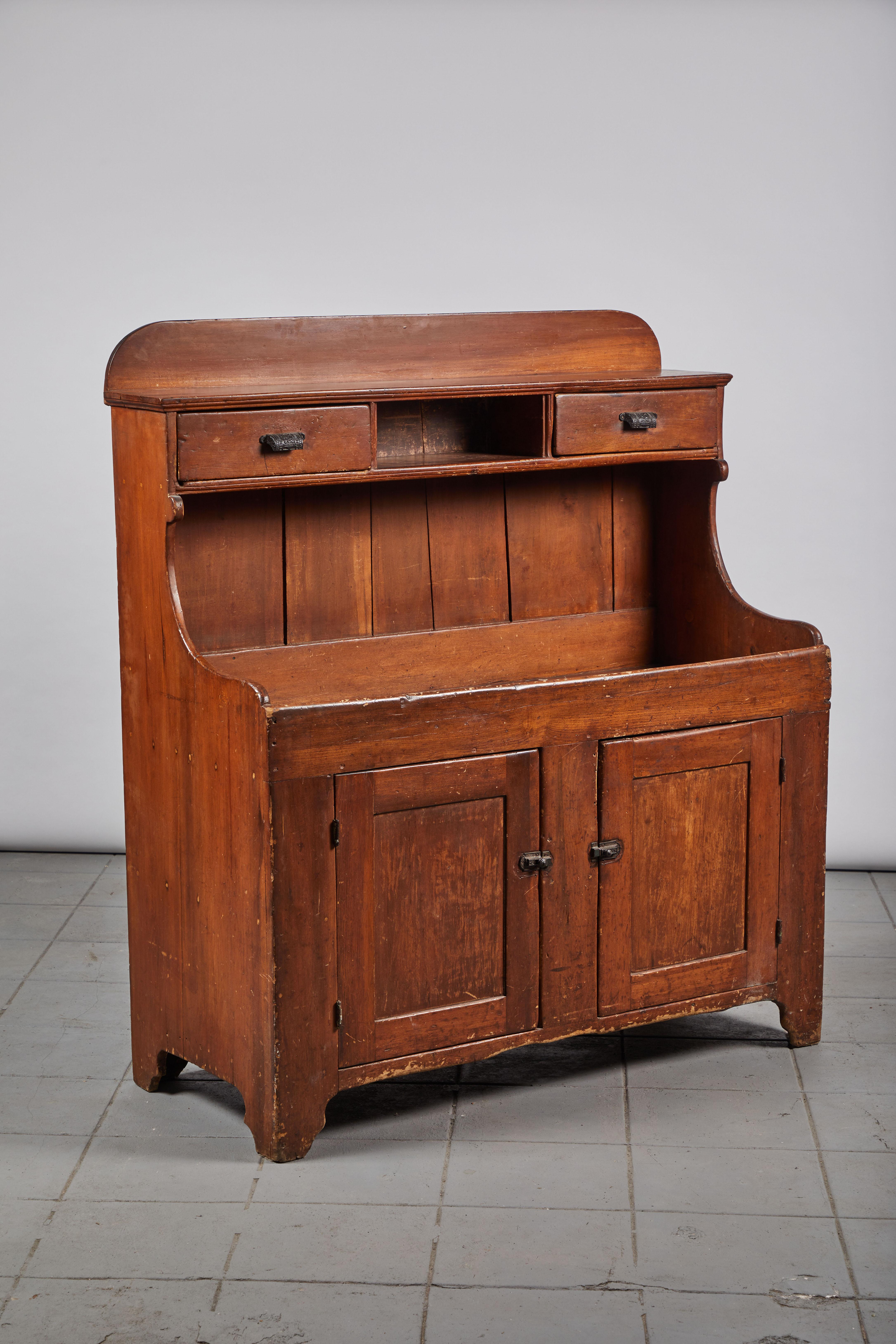 Wood Early American Two-Door Hutch
