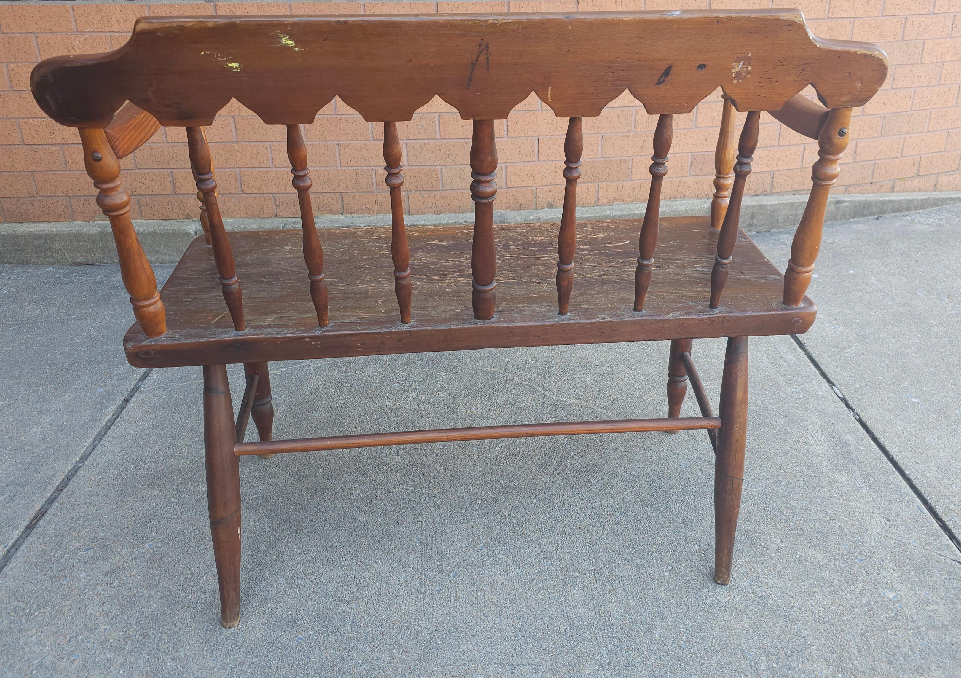 Early American Two Seater Setteee Bench For Sale 1