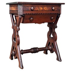 Early American Victorian Style Walnut Sewing / Work Table Early American Victorian Style Walnut Sewing / Work Table