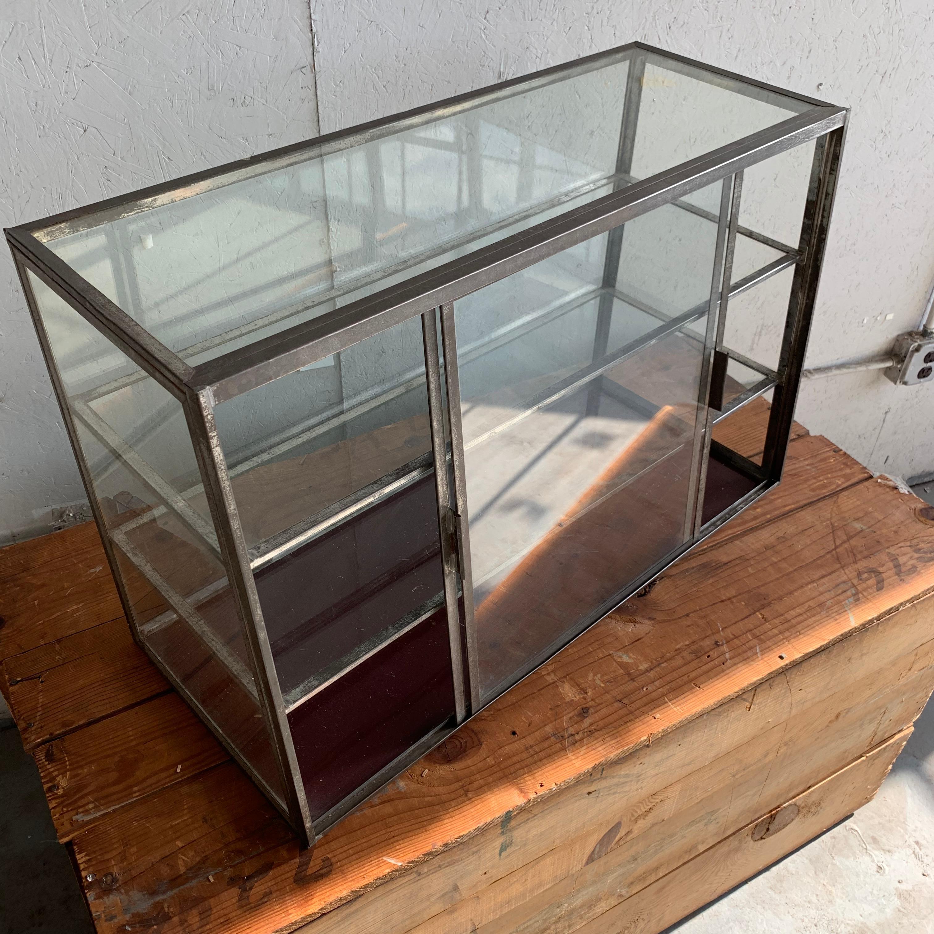 Early American Vintage Two-Tier Sheet Metal Table Top Shop Display Case 4
