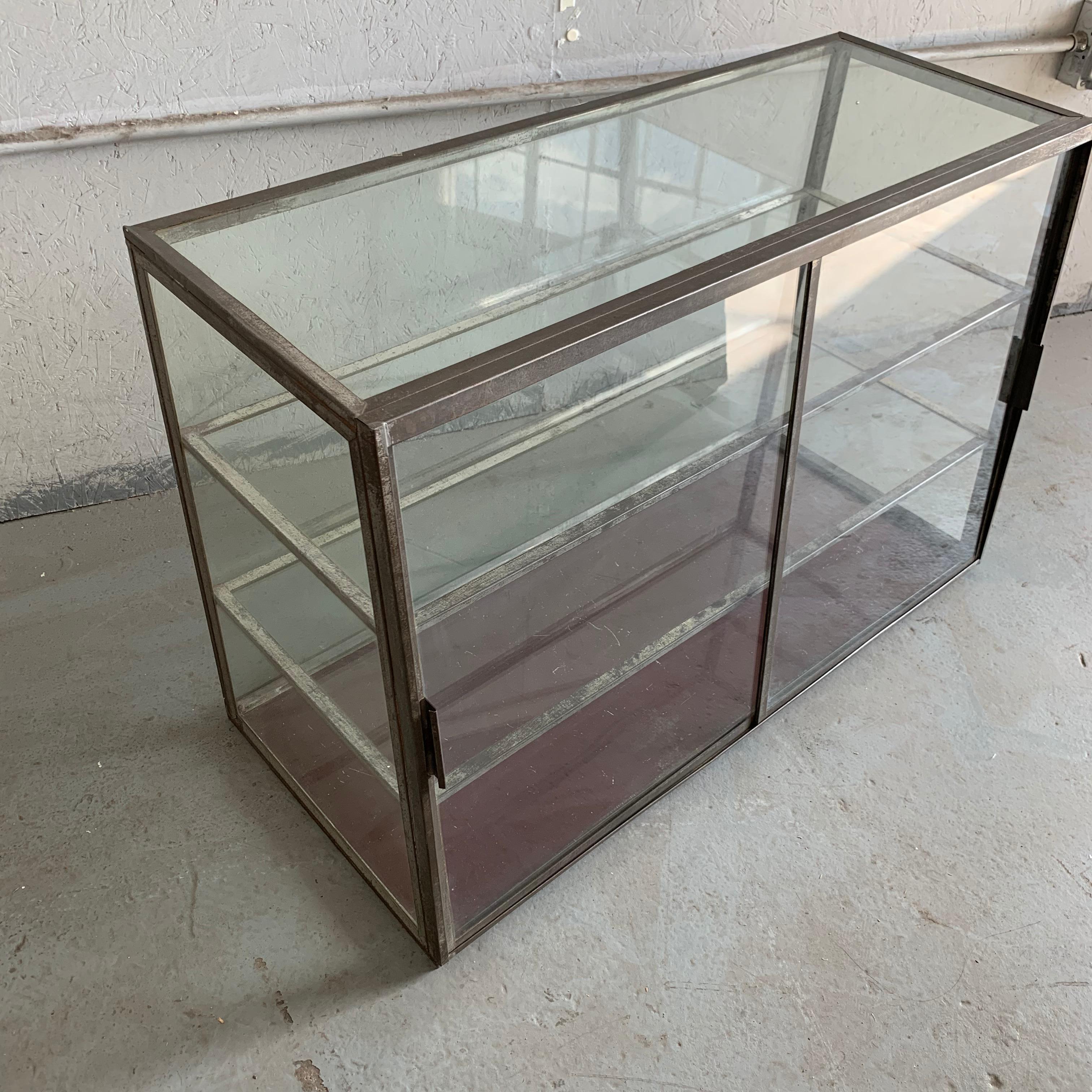 Early American Vintage Two-Tier Sheet Metal Table Top Shop Display Case 6