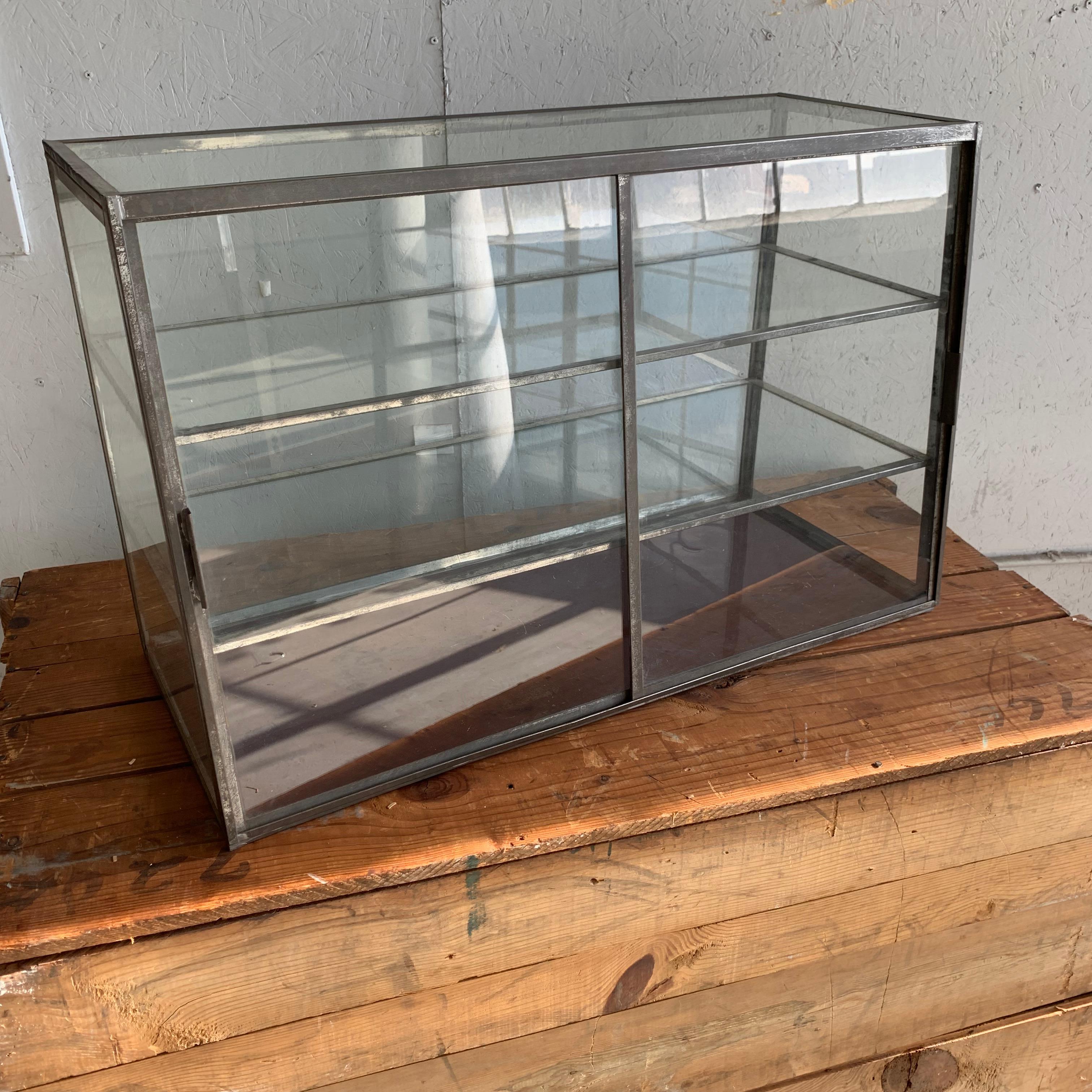 Early American Vintage Two-Tier Sheet Metal Table Top Shop Display Case 12