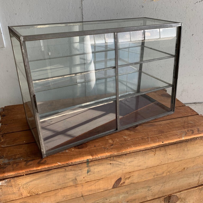Early American Vintage Two-Tier Sheet Metal Table Top Shop ...