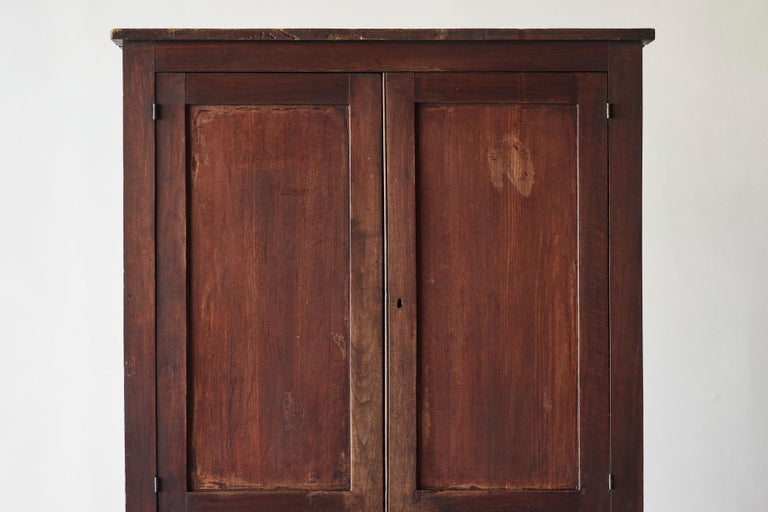Early American Walnut Cupboard with Four Doors and Two Drawers at 1stDibs