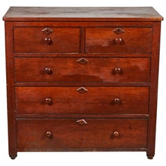 Early American Walnut Five-Drawer Dresser