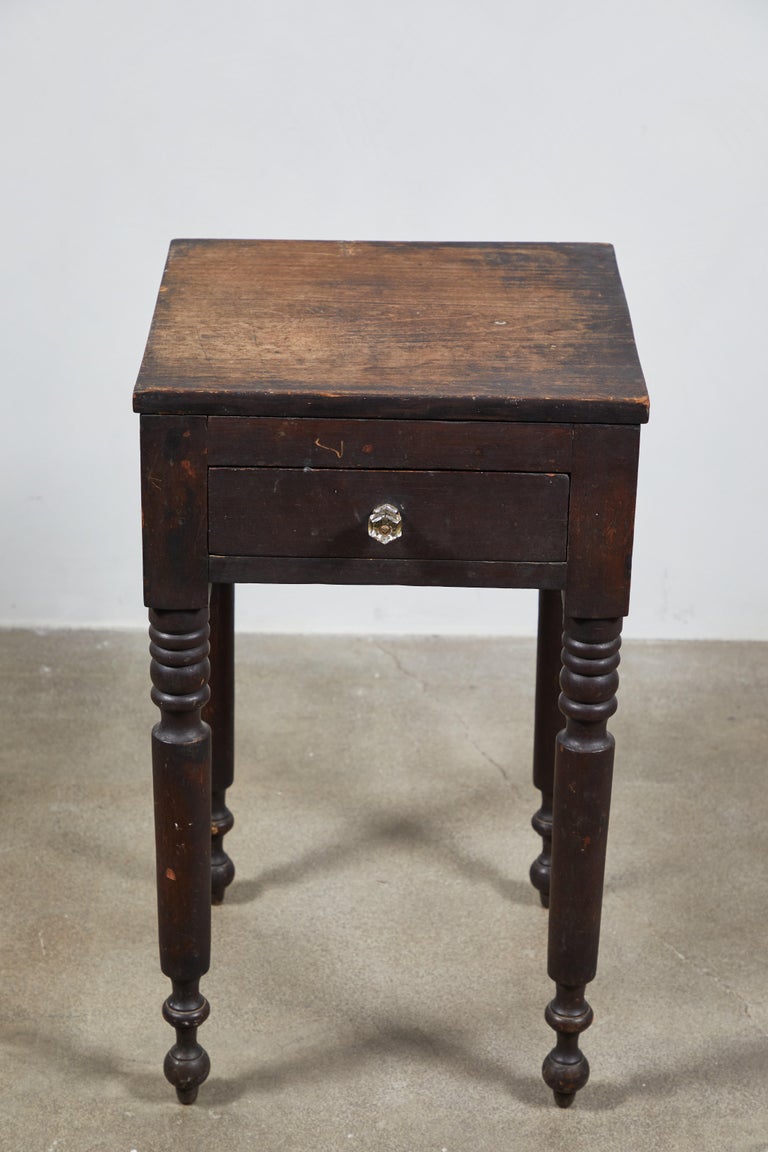 Early American Walnut Side Table with Drawer and Turned Legs at 1stDibs early american side
