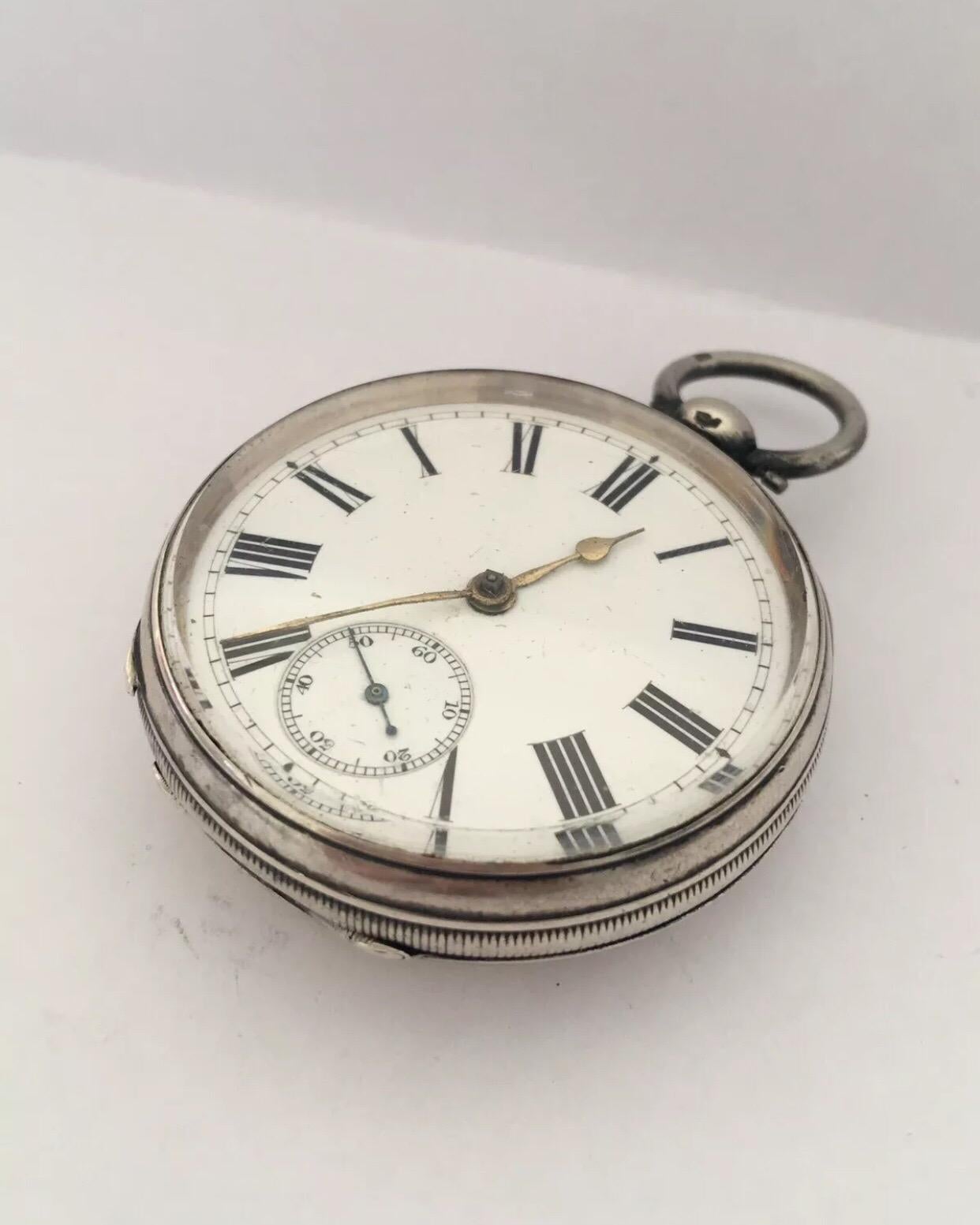 Early American Watch Co. Waltham Mass Silver Pocket Watch 5