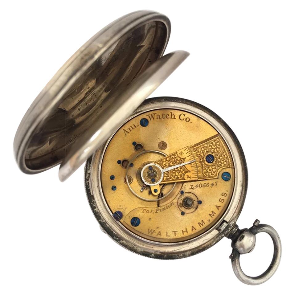 Early American Watch Co. Waltham Mass Silver Pocket Watch