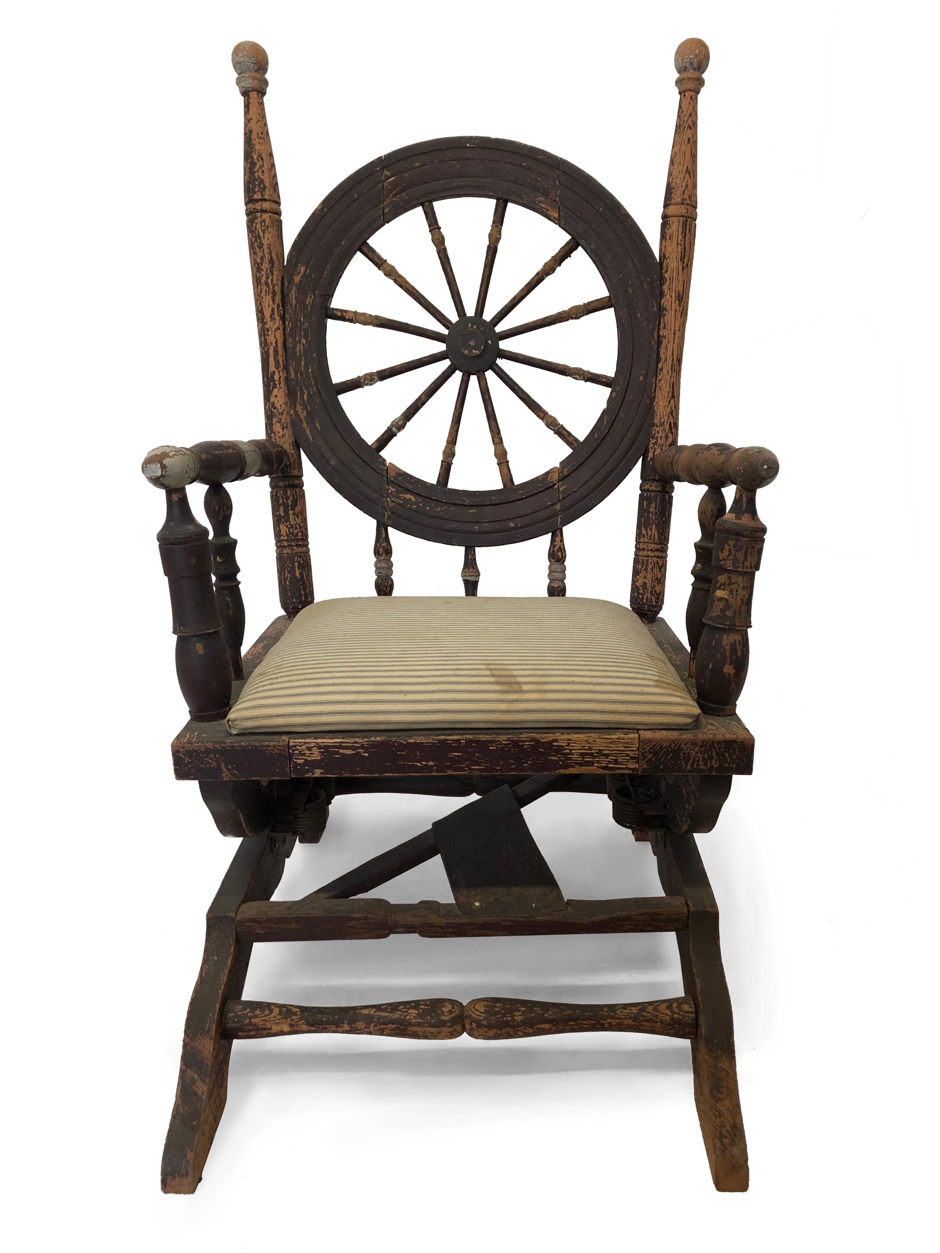 Early American wheel back rocking chair. The chair is very sturdy and has a beautiful patina. 


Property from esteemed interior designer Juan Montoya. Juan Montoya is one of the most acclaimed and prolific interior designers in the world today.