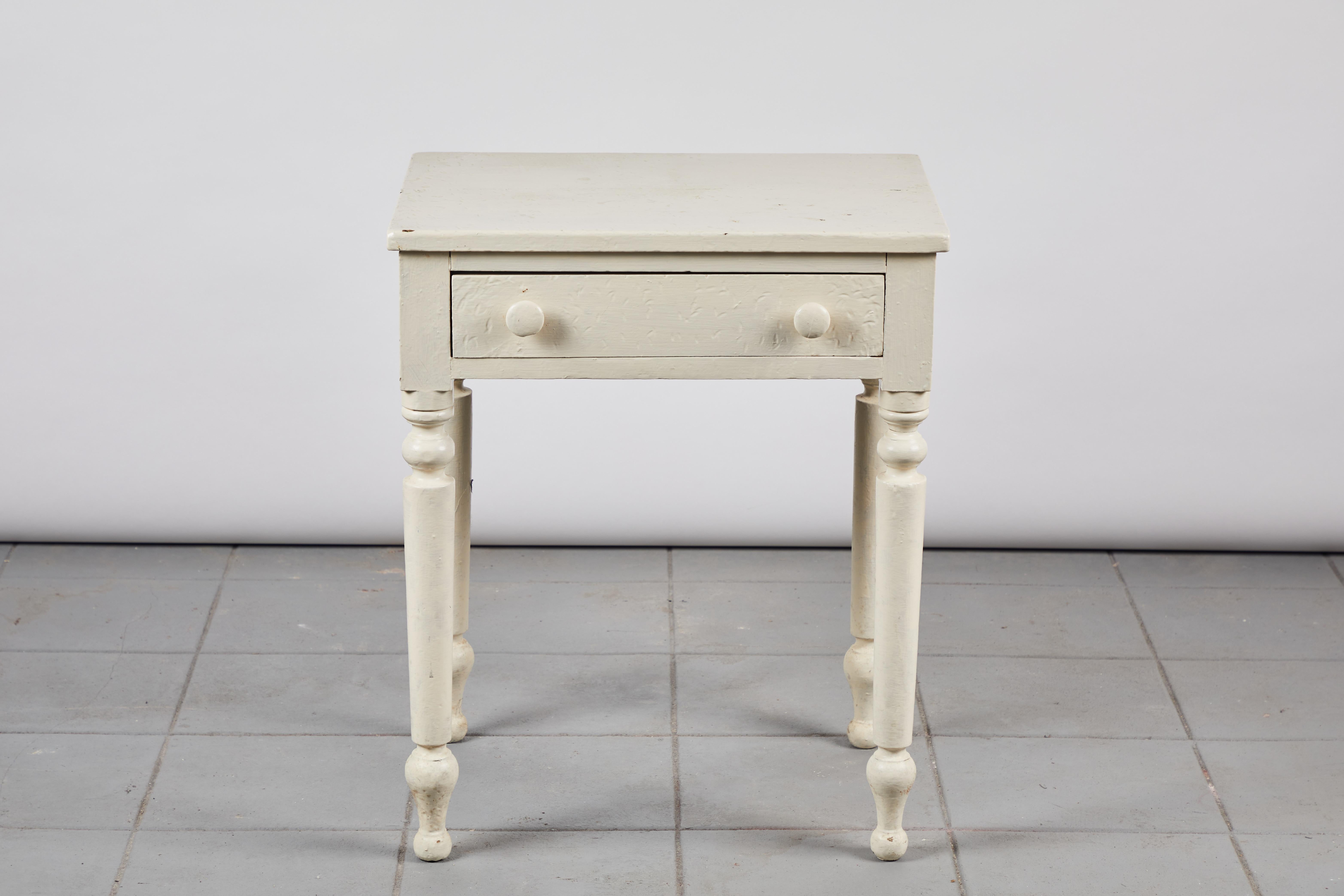 Wood Early American White Painted Side Table